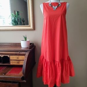 Christopher John Rogers Red Orange Baby Doll Ruffle Dress Size XS